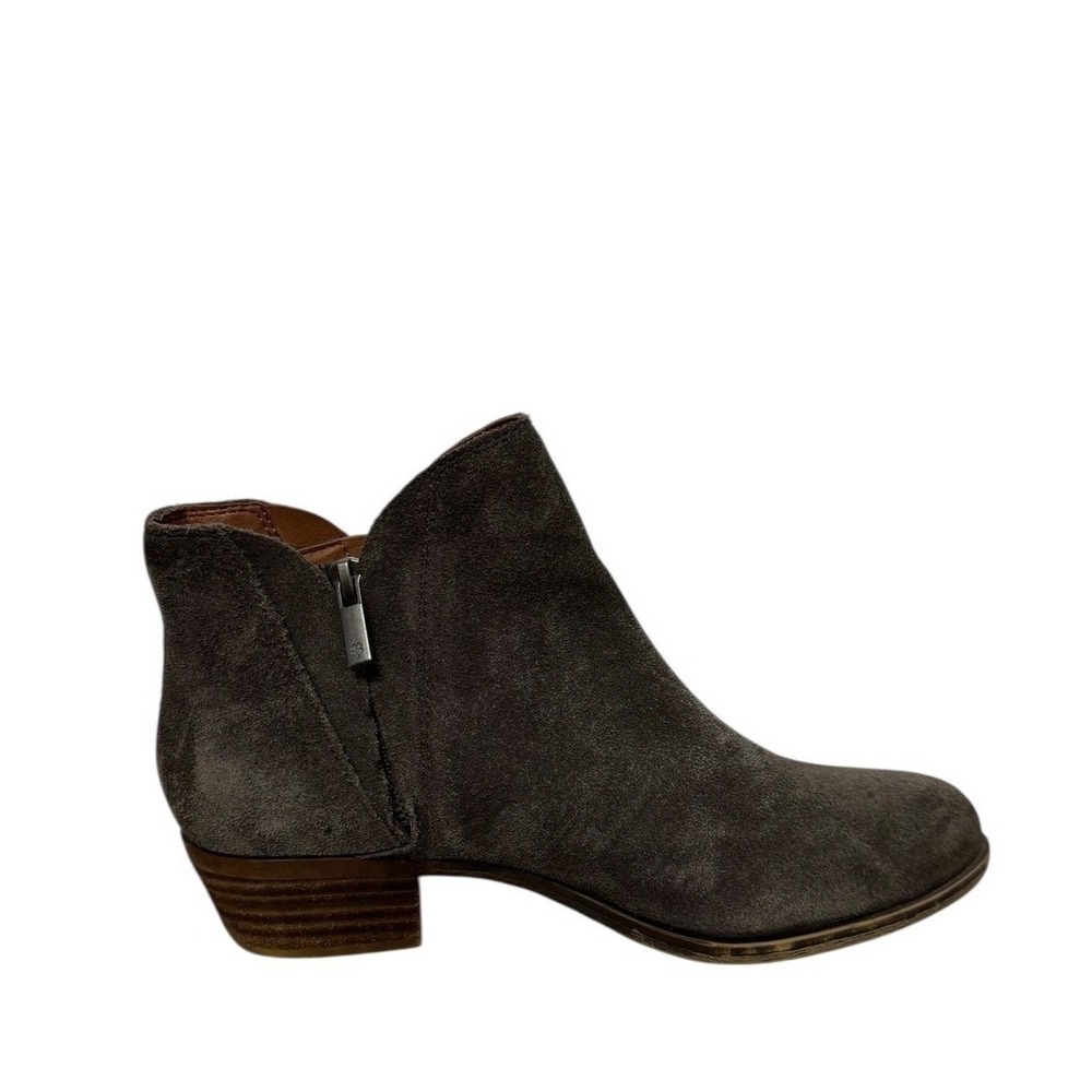 Lucky Brand Suede Winter‎ Casual Side Zip Low Heel Ankle Boots 7.5 Brown Gray - Picture 2 of 12